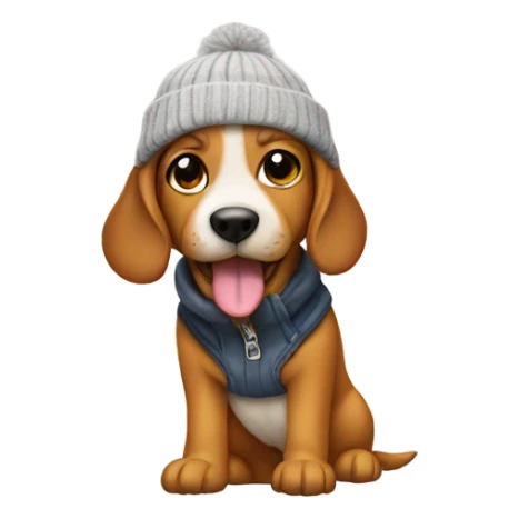 dog wearing boots and beanie sticker