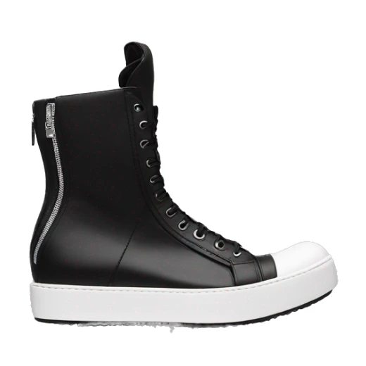 Rick owens geobasket sneaker zip hightop detailed sideprofile black white sticker