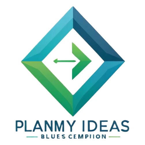 A clean, modern, and professional logo design for a project management and planning framework named 'planmyideas'. The logo should visually represent the journey from initial concept to successful execution. sticker