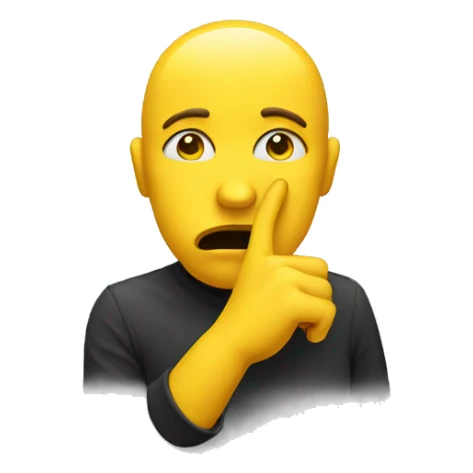 emoji of a yellow face holding a finger between lips sticker