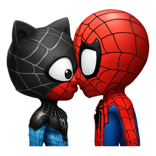 Spiderman and hello kitty kissing  sticker