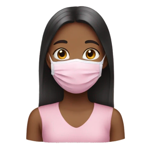 Girl with pink face mask on sticker