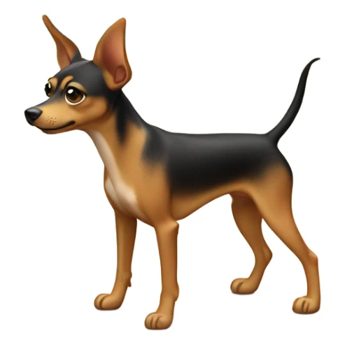 Miniature pincher dog standing on a tropical island with sand sticker