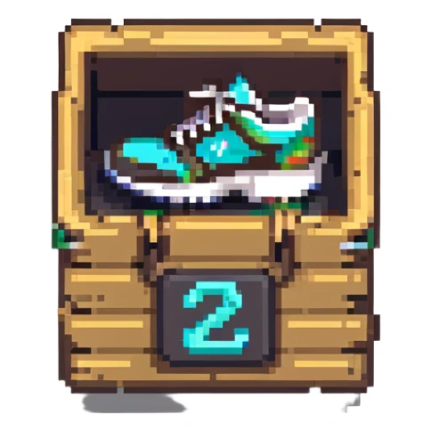 2d power up crate with a running shoe symbol for speed boost sticker