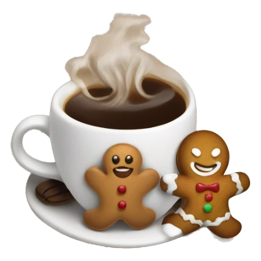 Coffee with gingerbread man sticking out of it sticker