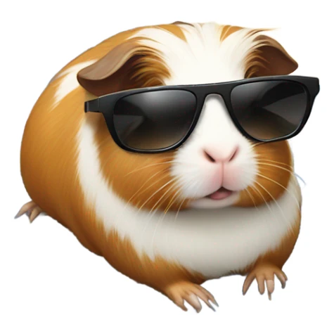 Guinea pig wearing sunglasses lounging on a towel at the beach  sticker