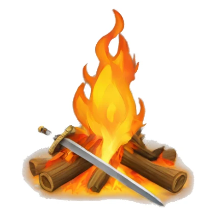  bonfire with a sword coming out of the flames sticker