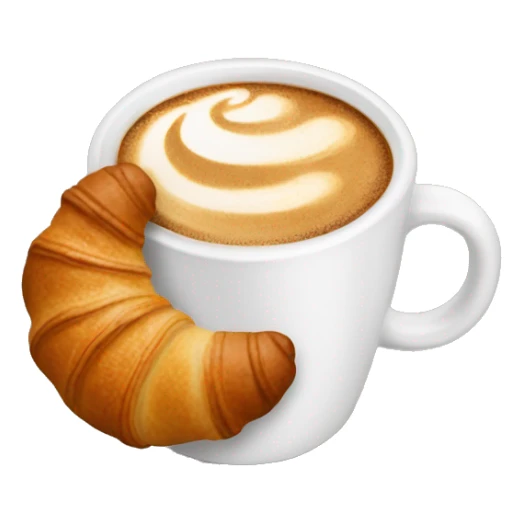 Cup of cappuccino with croissant sticker