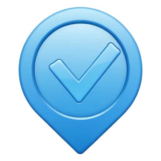 blue checkmark symbol for verification, modern style, clear and simple sticker