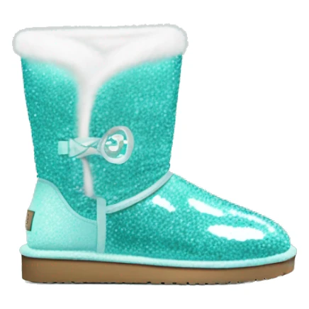 Realistic tiffany blue Sparkle glitter and fur Ugg boots. sticker