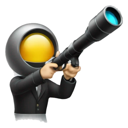 Secret agent with a spyglass reviewing multicolor lines of code sticker