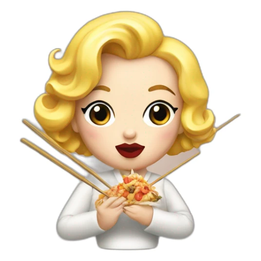 Marilyn monroe eating with chopsticks sticker