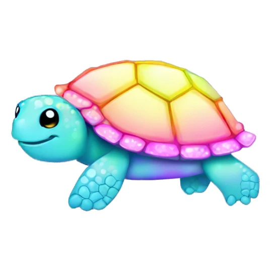 Kawaii pastel neon rainbow bedazzled turtle sticker