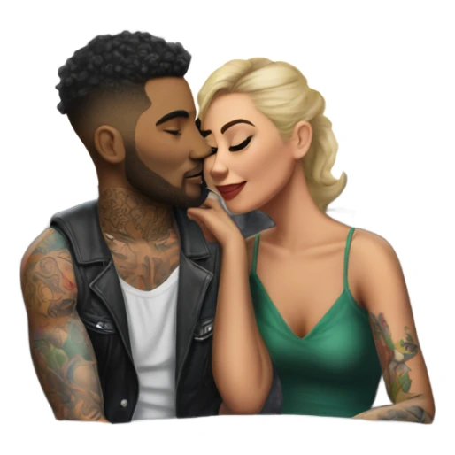 Hyper Realistic gorgeous woman and handsome tattooed man kissing in the front seat of a car sticker