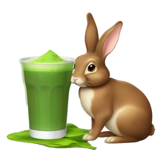 Flemish giant brown bunny drinking matcha sticker