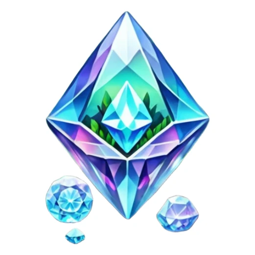 crystals diamonds with runes in forest and flowers sticker
