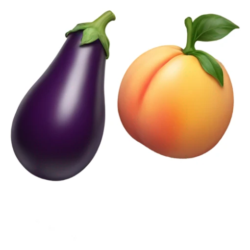 Egg plant and peach on a plate sticker