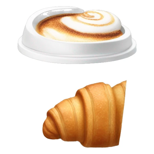 Disposable cup with cappuccino and croissant sticker