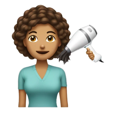 Mujer cabello castaño usando secador de cabello  sticker