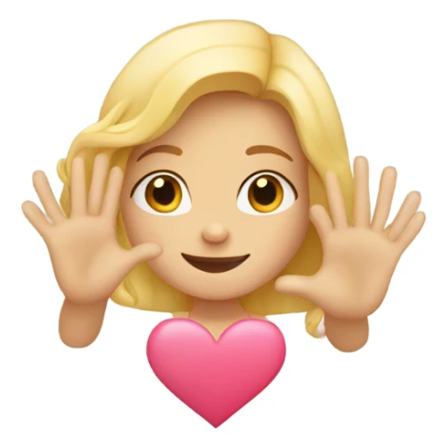 blond girl making love heart with hands sticker