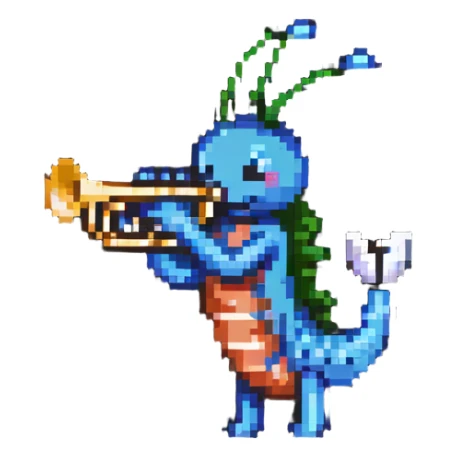 shrimp playing the trumpet sticker