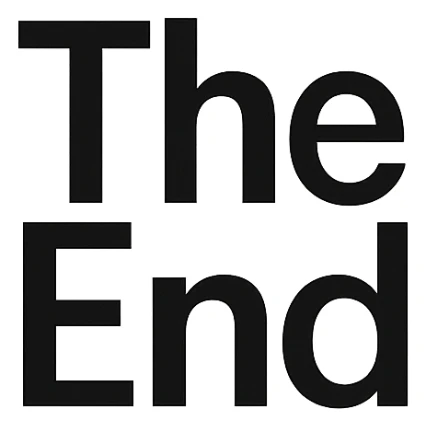 a logo that says 'The End', bold modern clean typography, suitable for closing credits sticker
