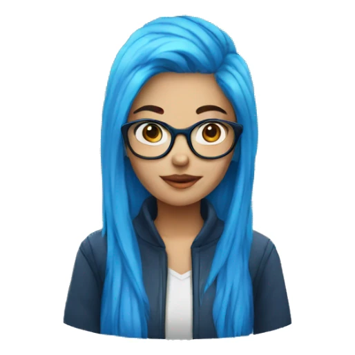 girl with blue hair and glasses sticker