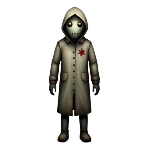 An icon representing a horror game, inspired by Silent Hill 2. The design features a foggy, eerie street with a shadowy figure in the distance. Creepy, dim lighting and dark, abandoned buildings set the tense atmosphere. Transparent background enhances the unsettling mood. sticker