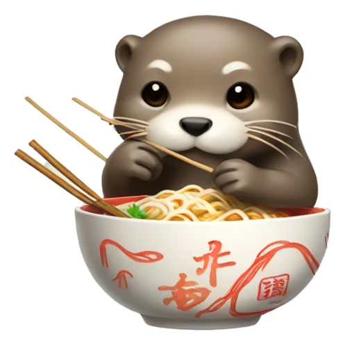 Lovely Otter eating Ramen with chopsticks sticker