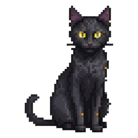 skinny black cat with yellow eyes sticker
