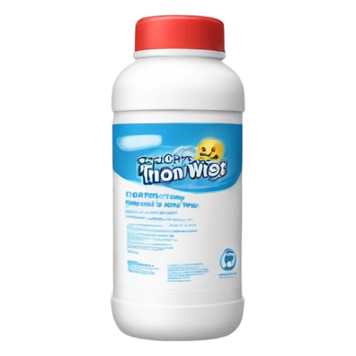 White bottle of disinfecting wipes  sticker