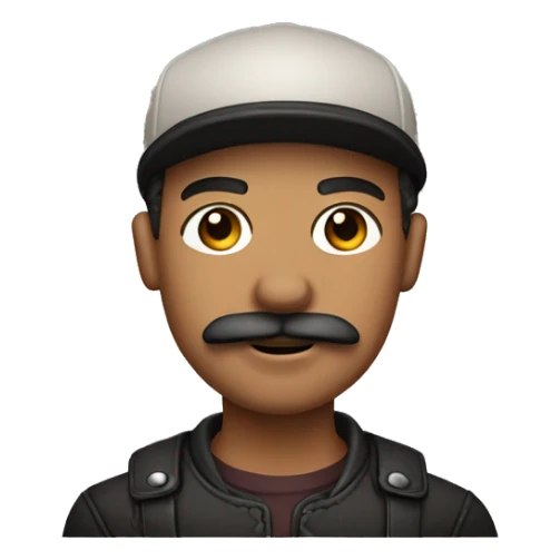 Light skin man with leather Muir cap and handle bar mustache.  sticker