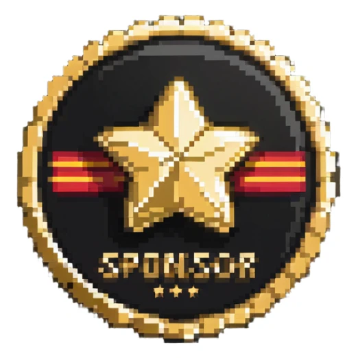 A shiny gold badge with a star and 'SPONSOR' text sticker
