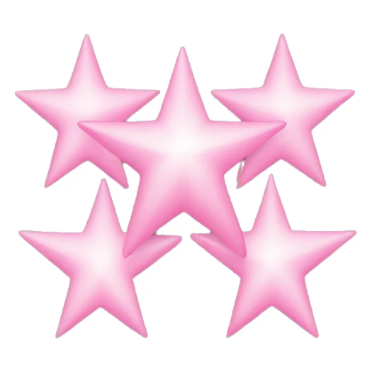 Three small pink , 4-pointed stars grouped together. The stars have a slightly elongated shape, giving them a twinkling effect. They vary in size, with the largest star in the center and two smaller stars on either side.  sticker