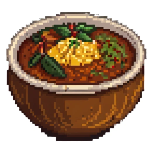pixel art bowl of chutney with spices sticker