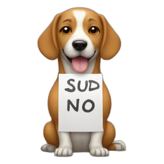 dude wearing a dog suit with a sign sticker