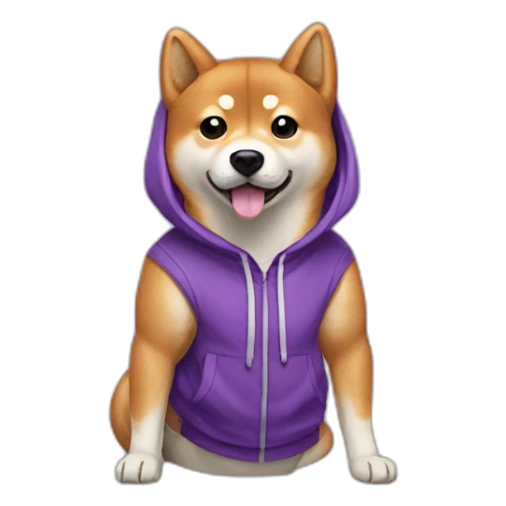 shiba inu with purple hoodie sticker
