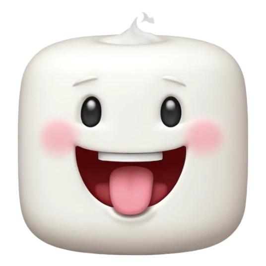 marshmallow with a big open-mouthed laugh sticker