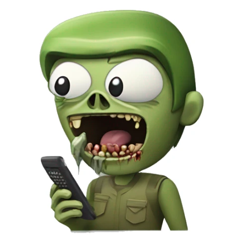 zombie che cammina guardando il telefono con la testa chinata sticker