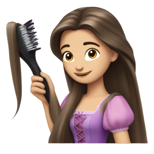 Pretty brunette rapunzel brushing hair sticker