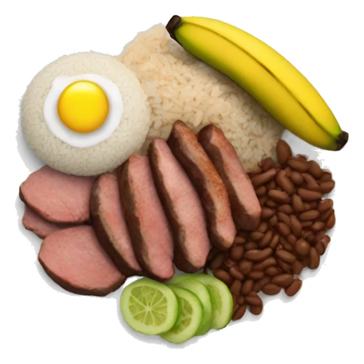 A plate with meat rice plantains and beans sticker
