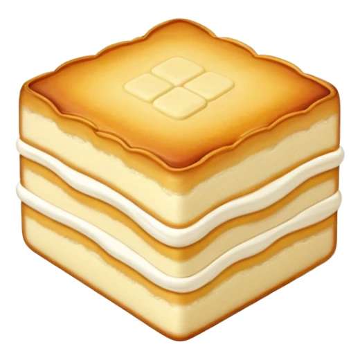 Inner Mongolia milk cake with crispy layers, simplified emoji style with bold outlines and bright colors, cartoon style dairy pastry snack sticker