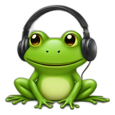 hand drawn frog listening to music sticker