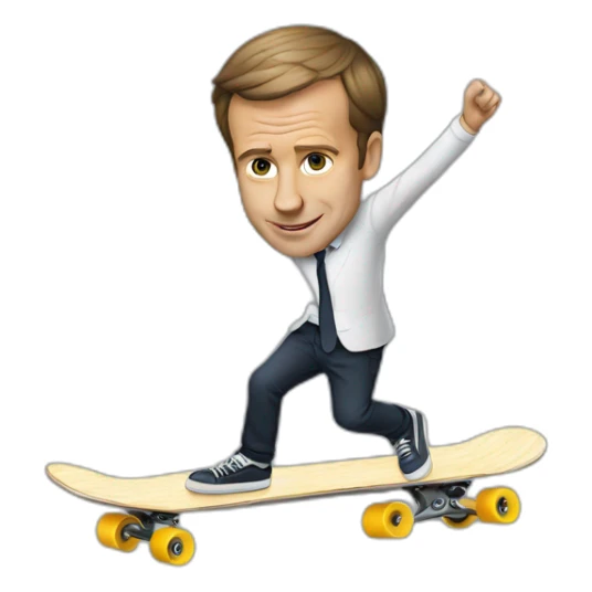 Macron qui fait du skateboard sticker