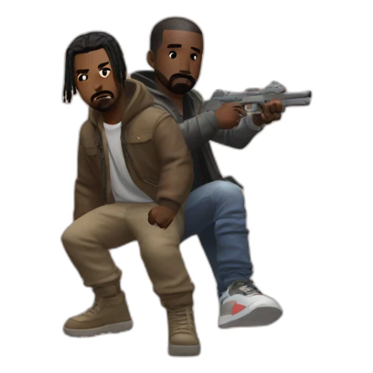Kanye and Travis Scott playing fortnite sticker