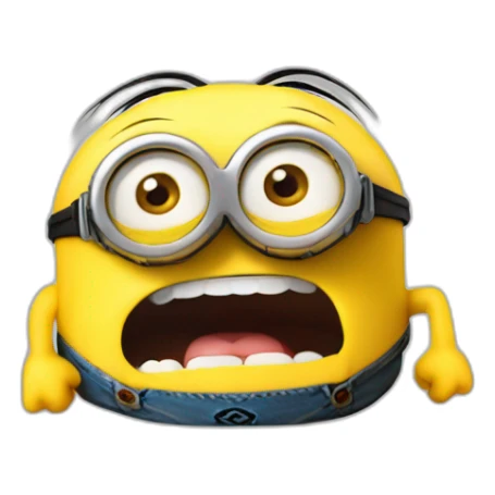 A minion head emoji sticking out its tongue on a transparent background sticker