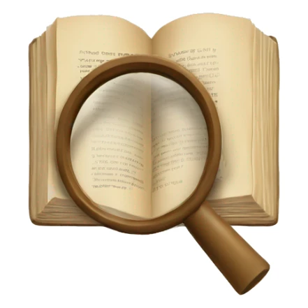 A book in beige tones with a magnifying glass on it sticker