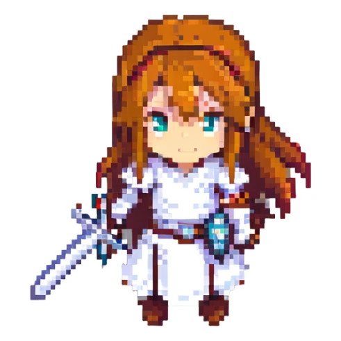 asuna from sword art online, pixel art style, holding sword sticker