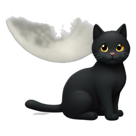 Gato preto andando sobre telhados a noites com lua ao fundo sticker