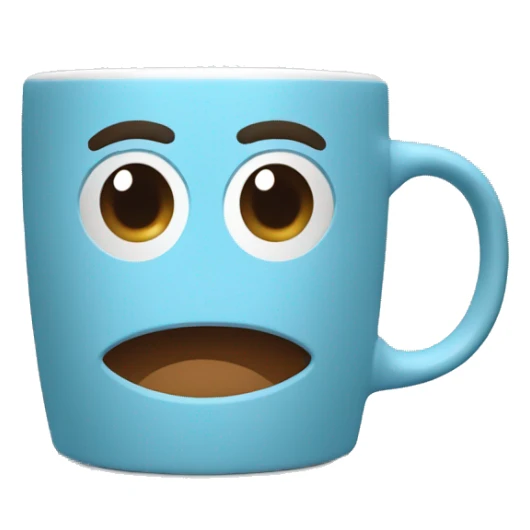 A coffe mug with a baby blue color cover sticker